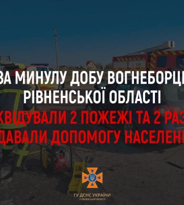 За минулу добу рятувальники Рівненщини ліквідували дві пожежі та два рази надавали допомогу населенню