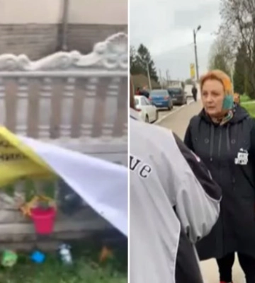 В Житомирской области прихожанка УПЦ МП испортила баннер, посвященный убитым россиянами детям: видео