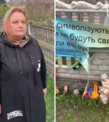 На Житомирщині колаборантка понівечила меморіал дітям, що загинули від рук окупантів. Відео