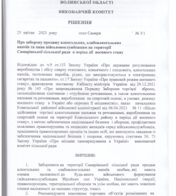 У громаді на Волині заборонили продавати алкоголь військовим