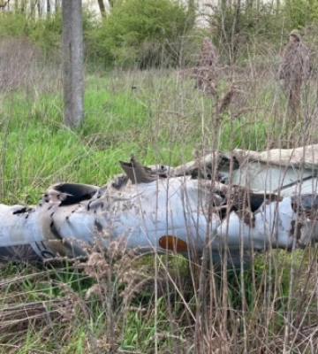 На Київщині поліцейські виявили уламки російської крилатої ракети. Фото