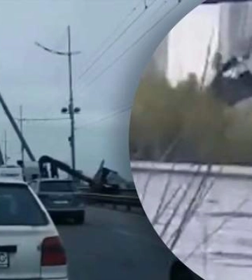 У Києві з Північного мосту в Дніпро впав гараж: що розповіли в поліції