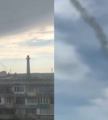 В Заозерном под Евпаторией в небе заметили следы, вероятно, от ПВО