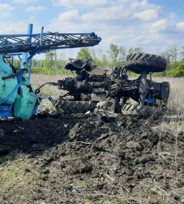 На Харківщині трактор наїхав на міну, водія шпиталізували 