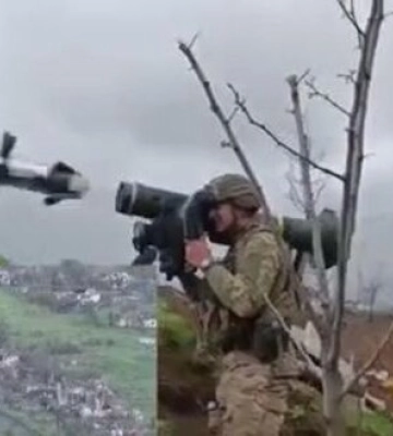 Знищення російського танка за допомогою американського ПТРК "Javelin" на донецькому напрямку. ВIДЕО