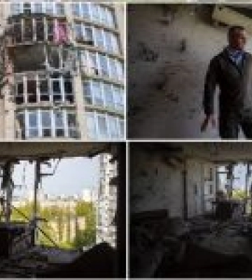 Діра в стіні: Кличко показав, який вигляд має київський будинок, у який влучили уламки ворожого БПЛА