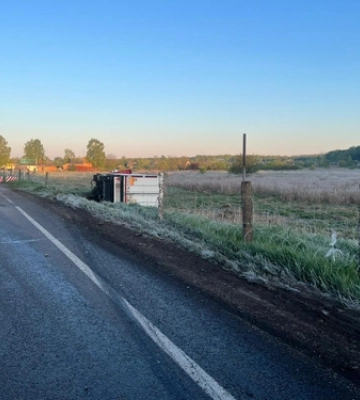 У Ковелі вантажівка з’їхала у кювет: водій – у лікарні (відео)