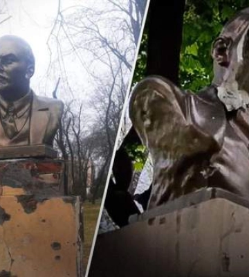 Декоммунизация в оккупации. В Мариуполе партизаны разбили памятник Ленину — видео
