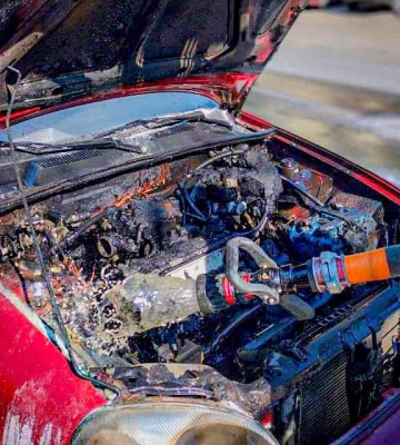 У Сумах гасили автомобіль, який загорівся прямо під час руху (відео)