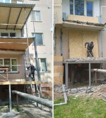 В Одесі демонтували величезний незаконно побудований балкон
