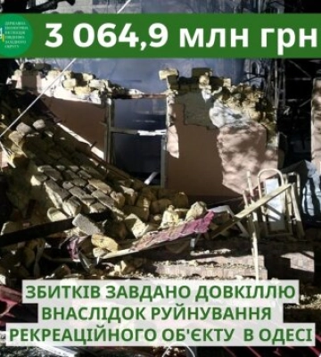 Влучання БПЛА у рекреаційну зону Одещини нанесла збитків на понад 3 млн грн