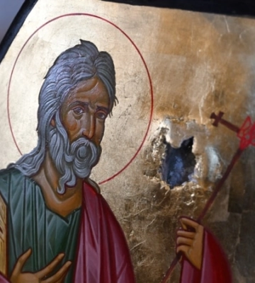 Глава ПЦУ Епіфаній освятив ікони, написані на бронепластинах (фотогалерея)