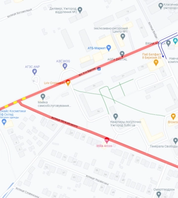 Тимчасове перекриття руху на ділянці вулиці 8-го березня в Ужгороді