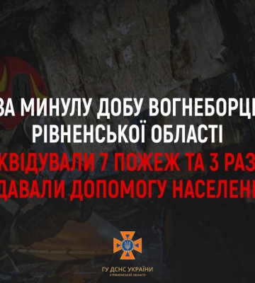Скільки пожеж ліквідували рятувальники Рівненщини за минулу добу?