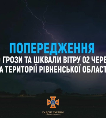 На Рівненщині прогнозують грози та шквальний вітер