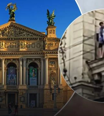 Парень залез на крышу оперного театра во Львове: в сети опубликовали видео инцидента