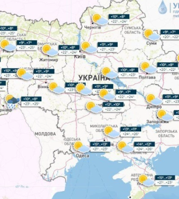 В Україні у понеділок до +25, майже всюди без опадів