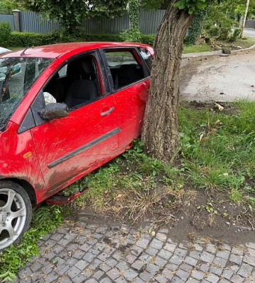 В Ужгороді нетверезий водій наїхав на дерево та пошкодив електроопору