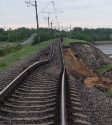 Поблизу Нікополя просіло залізничне полотно