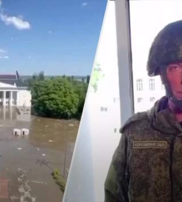 Коллаборант Сальдо доказывал, что люди в Новой Каховке «спокойно ходят по улицам», пока за его спиной затапливало центр города
