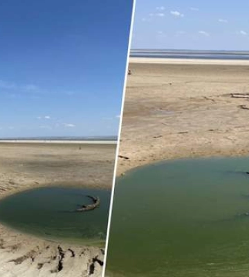 Каховське водосховище перетворилося на калюжу: сумні фото
