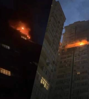 Спалахнула пожежа: кадри з 24-поверхового будинку, що постраждав через падіння уламків у Києві
