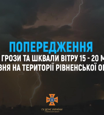 Штормове попередження: на Рівненщині І рівень небезпеки - "жовтий"