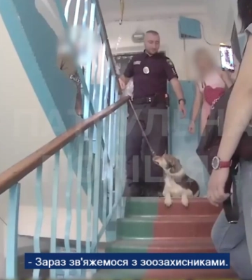 В Киеве полиция спасла с закрытого балкона песика: видео