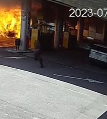 Момент возгорания на заправке в Киеве 9 июля попал на видео