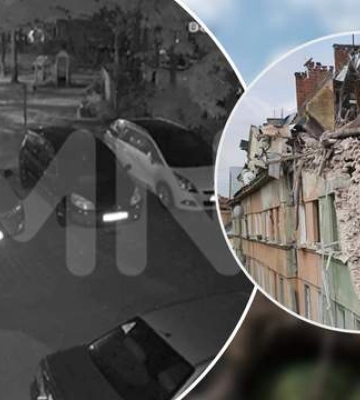 &quot;Умить закрив собою сина&quot;: з&#039;явилося відео вибуху біля будинку у Львові, у який влучила ракета