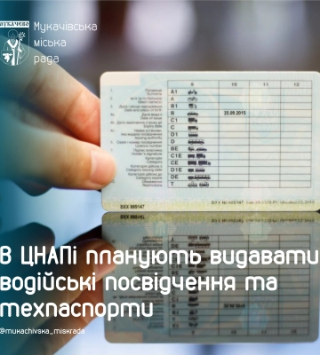В ЦНАПі Мукачева планують видавати водійські посвідчення та техпаспорти
