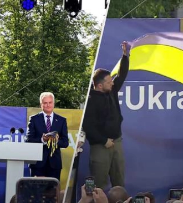 У Вільнюсі за участю Зеленського підняли прапор України з Бахмута: зворушливі кадри