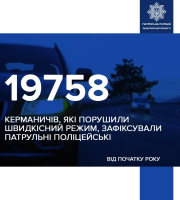 19758 водіїв, які порушили швидкісний режим, притягнули до відповідальності на Закарпатті