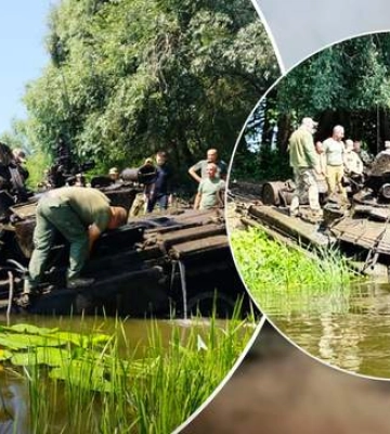 Из Десны вытащили российский танк, затопленный во время переправы в районе Шестовицы. После восстановления он станет в ряды ВСУ. ФОТО