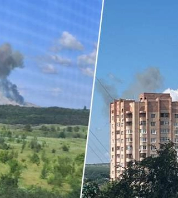 В оккупированных Луганске, Бердянске и Мариуполе раздались громкие взрывы: виднеется черный дым