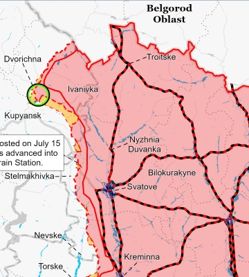 Карта боевых действий в Украине 18 июля