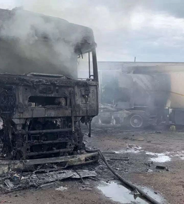 В Новомосковском районе горели четыре бензовоза
