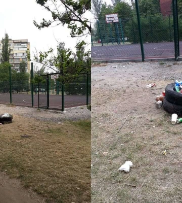У Дніпрі на ж/м Перемога підлітки перетворюють оновлений спортмайданчик у смітник: фото