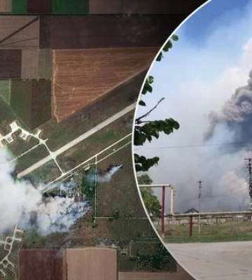 Взрывы на складе боеприпасов в оккупированном Крыму показали со спутника