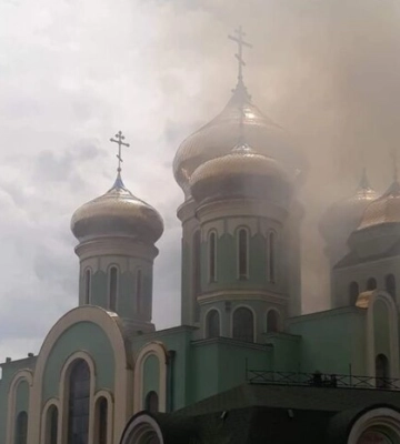 У Хусті горів собор Московської церкви (відео)