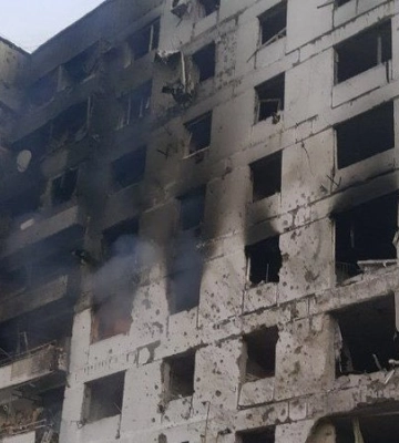 Ликвидация пожара в девятиэтажном жилом доме в городе Орехов