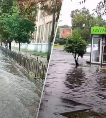 Непогода в Киеве: в центре города образовался гейзер, видео