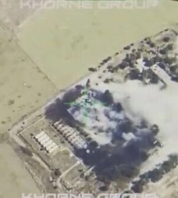 Удар РСЗВ &quot;HIMARS&quot; по командному пункту окупантів у Токмаку. ВIДЕО безпілотника