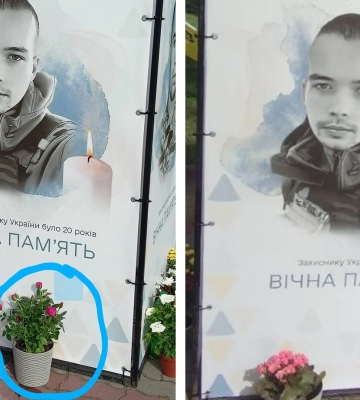 Мати поставила поблизу портрета загиблого сина: на Волині вкрали квіти з Алеї Героїв