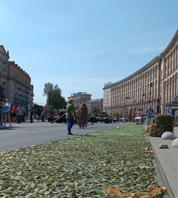 Миколаївські волонтери розгорнули у Києві найбільшу маскувальну сітку