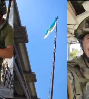 Українські воїни підняли прапор України на дачах між Антонівкою та Олешками на Херсонщині. ВIДЕО
