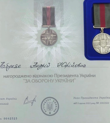 Випускник Чернівецького медколеджу отримав відзнаку  президента «За оборону України»