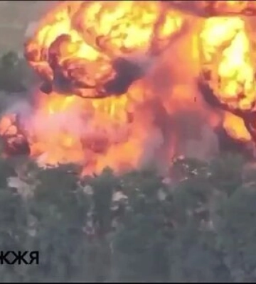 Знищення російського польового складу боєприпасів на Запорізькому напрямку. ВIДЕО