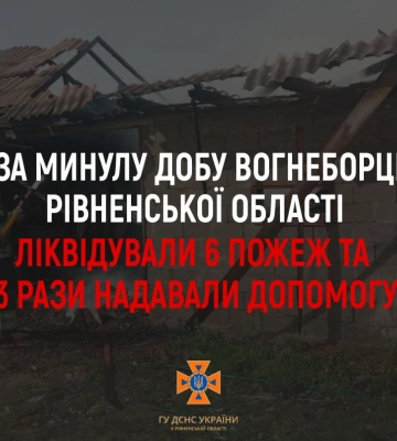 Скільки пожеж ліквідували рятувальники на Рівненщині за минулу добу?