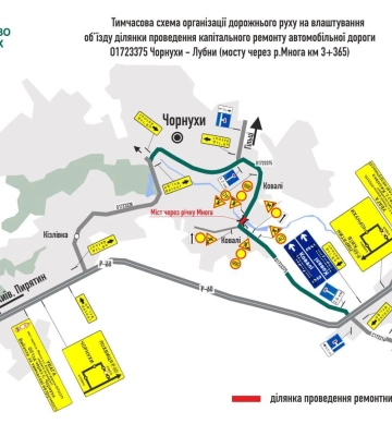 На час ремонту мосту на Полтавщині автівки пустять в об&#039;їзд